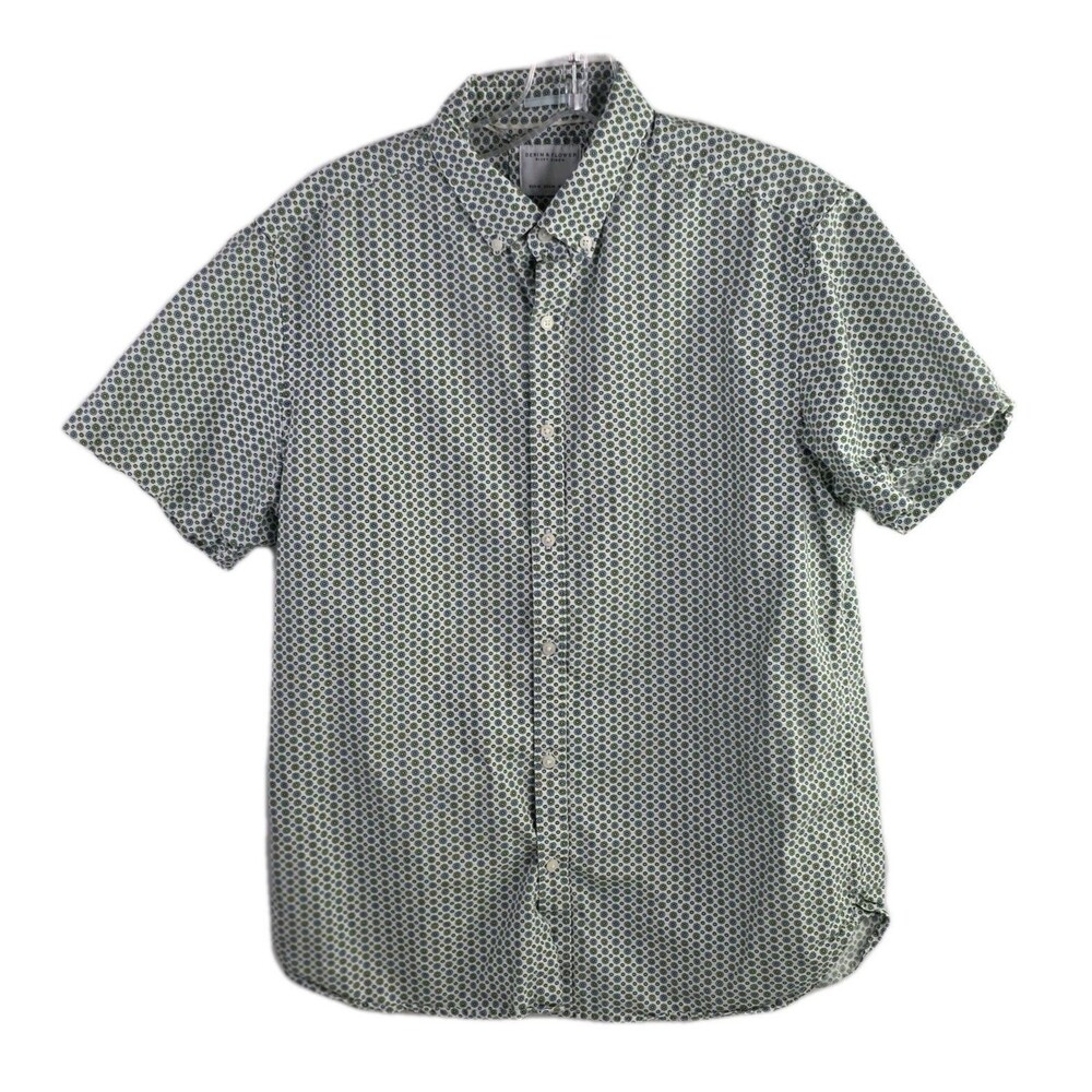 Denim And Flower Men's Medium Short Sleeve Button Down Shirt